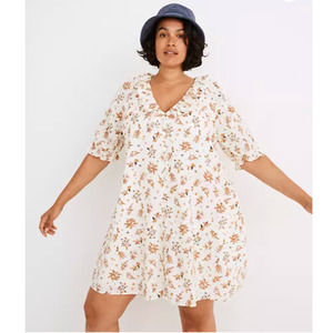 Madewell Ruffle Button-Front Trapeze Dress in Floral Reef-L